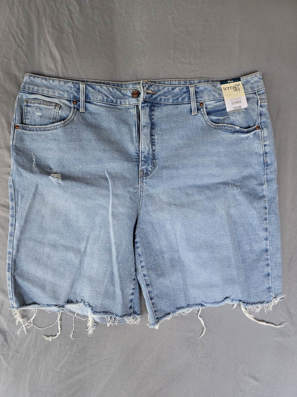 Terra & Sky Light Blue High-Rise Denim Bermuda Shorts